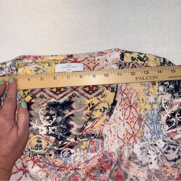 New Directions Pink and Yellow Womens Blouse - Picture 8 of 8